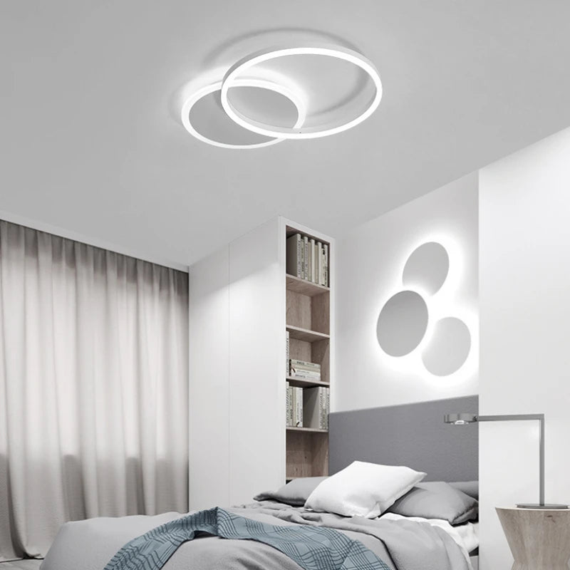 Nordic 5 Ring Led Ceiling Chandelier Dimmable for Dining Living Room Hall Bedroom Pendant Lights Home Decor Design Luminaires