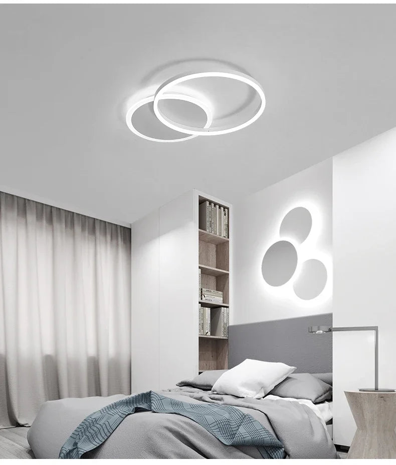 Nordic 5 Ring Led Ceiling Chandelier Dimmable for Dining Living Room Hall Bedroom Pendant Lights Home Decor Design Luminaires