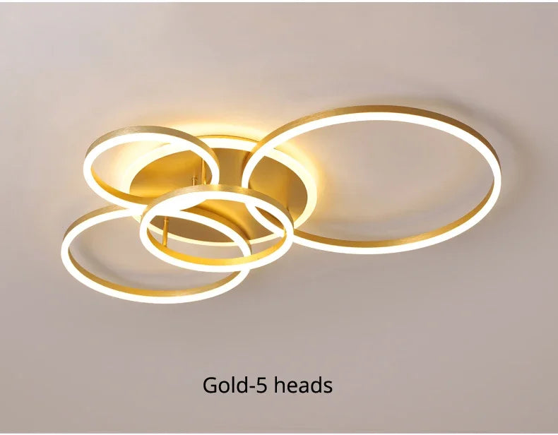 Nordic 5 Ring Led Ceiling Chandelier Dimmable for Dining Living Room Hall Bedroom Pendant Lights Home Decor Design Luminaires