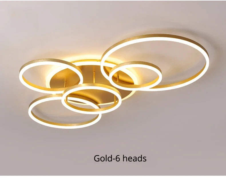 Nordic 5 Ring Led Ceiling Chandelier Dimmable for Dining Living Room Hall Bedroom Pendant Lights Home Decor Design Luminaires