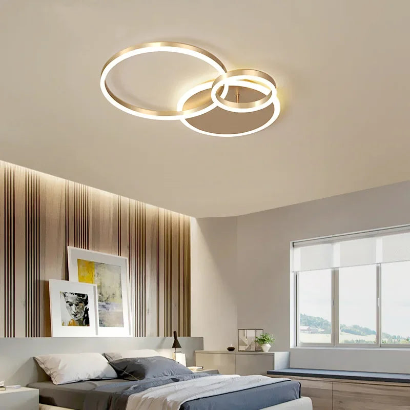 Nordic 5 Ring Led Ceiling Chandelier Dimmable for Dining Living Room Hall Bedroom Pendant Lights Home Decor Design Luminaires