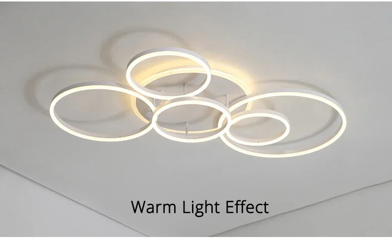 Nordic 5 Ring Led Ceiling Chandelier Dimmable for Dining Living Room Hall Bedroom Pendant Lights Home Decor Design Luminaires