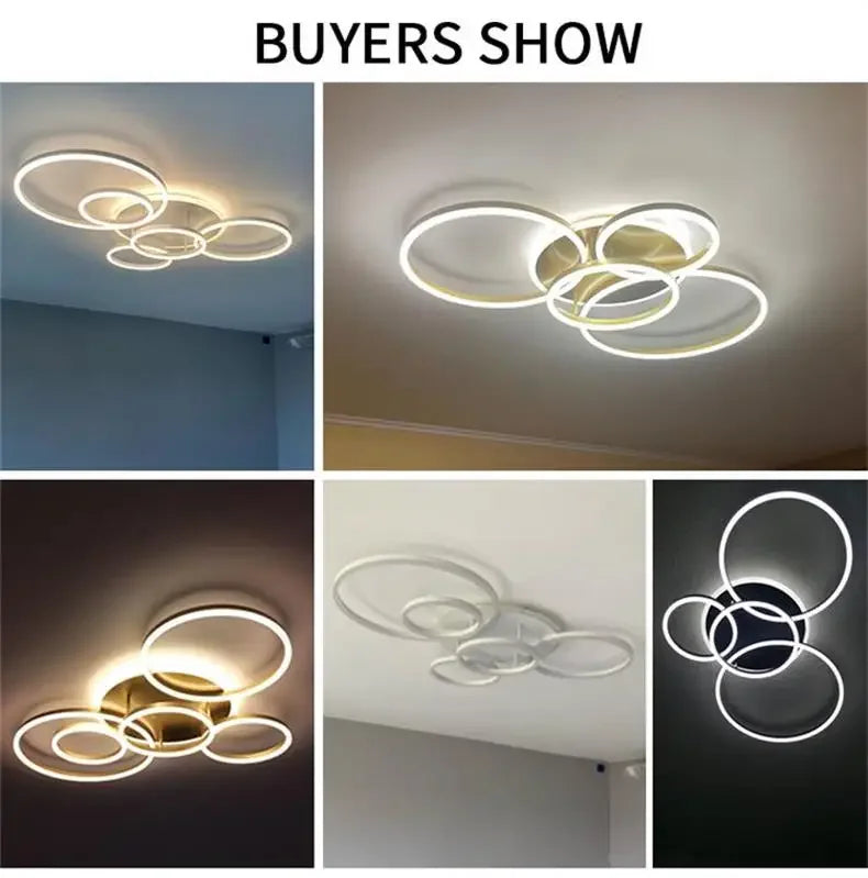 Nordic 5 Ring Led Ceiling Chandelier Dimmable for Dining Living Room Hall Bedroom Pendant Lights Home Decor Design Luminaires