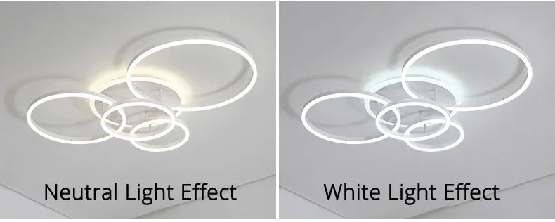 Nordic 5 Ring Led Ceiling Chandelier Dimmable for Dining Living Room Hall Bedroom Pendant Lights Home Decor Design Luminaires