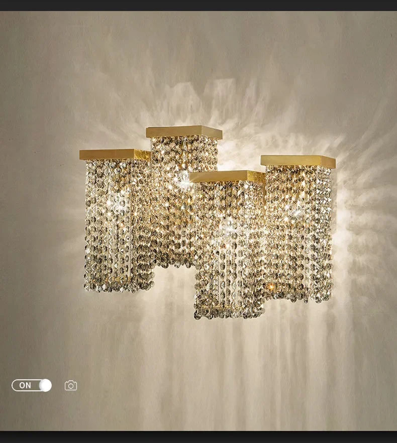 2024 New Modern Three-dimensional Crystal Chandelier Bar Lighting Island Luster Hotel Restaurant Decor Rectangular Hanging Light