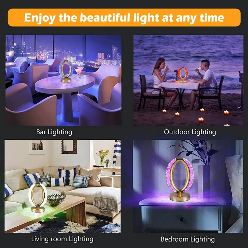 2023 Creativity Crystal LED Table Lamp Rechargeable Romantic Atmosphere Lamp Decorative Night Light for Bedroom Bedside Decor