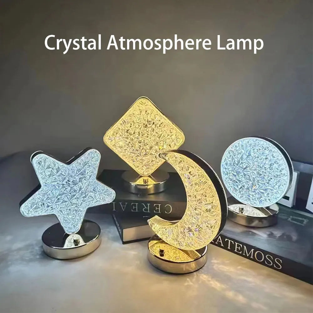 2023 Creativity Crystal LED Table Lamp Rechargeable Romantic Atmosphere Lamp Decorative Night Light for Bedroom Bedside Decor