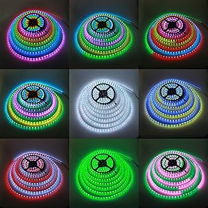 32.8ft Addressable RGB LED Strip Light WS2811 Dream Color Digital Programmable Flexible LED Pixel Tape Light 24V 10m 600 LEDs 50